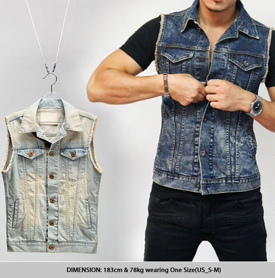 Vintage Cutoff Slim Denim VestVest 04 Fast Fashion Mens Clothes Online